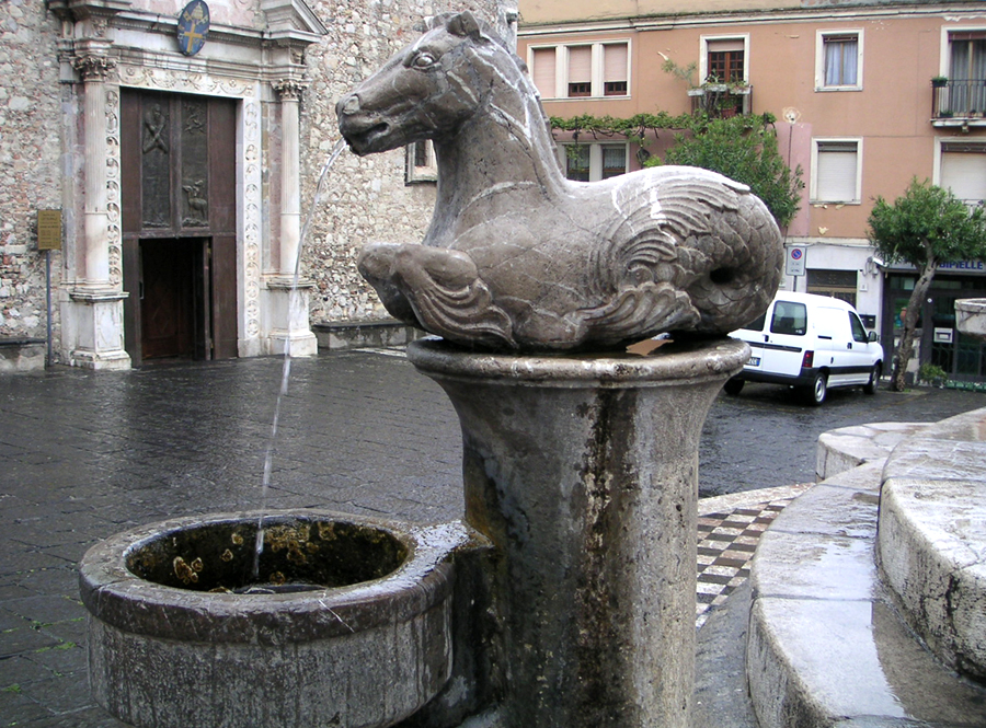 Animal Art Along the Way Waterhorse Fountain, Taormina