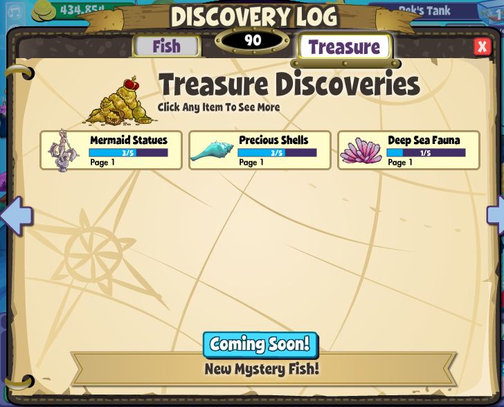 Lynspirations FishVille Types of Treasures To Collect For Discovery Log