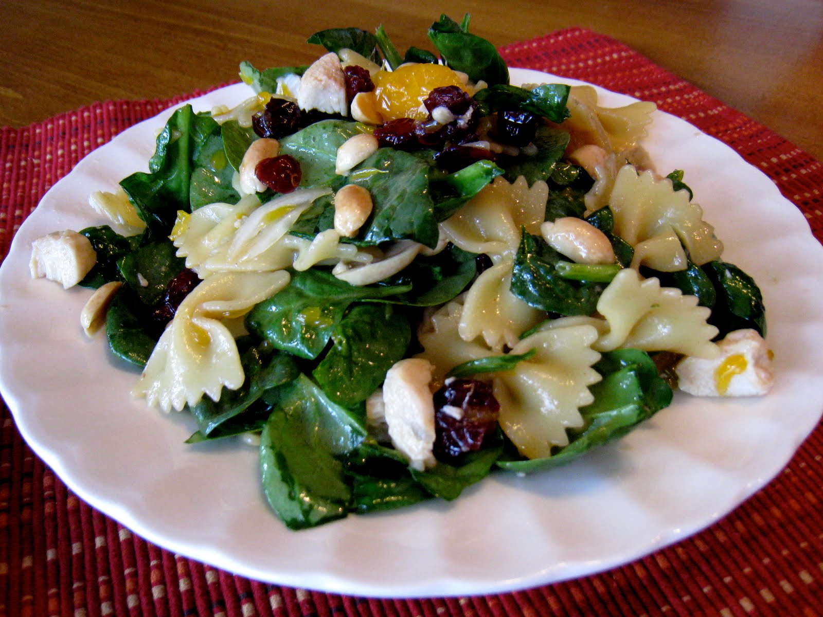Spinach, Chicken, Bowtie Pasta Salad with Teriyaki Vinaigrette Tastes