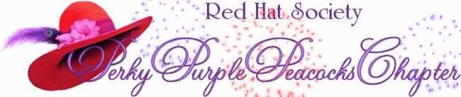 Perky Purple Peacocks Red Hat Society