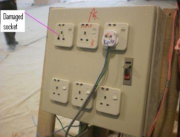 electrical temporary distribution db socket panel damaged wiring installation