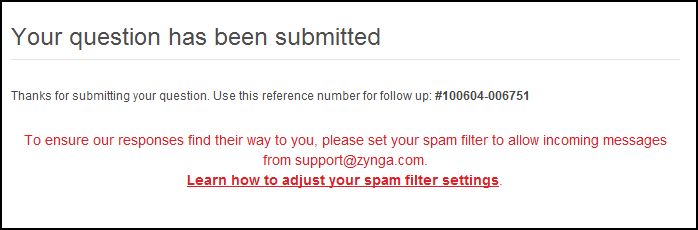 Submit Zynga Support Ticket