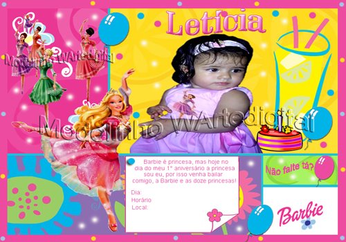 Convite Infantil Barbie Bailarina
