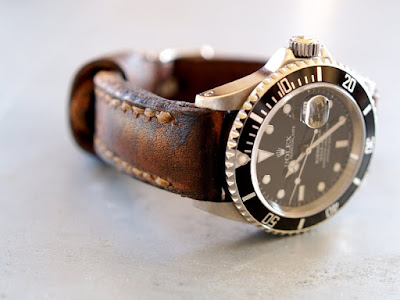 bracelet - bracelet cuir vieilli Arillo+on+rolex+s