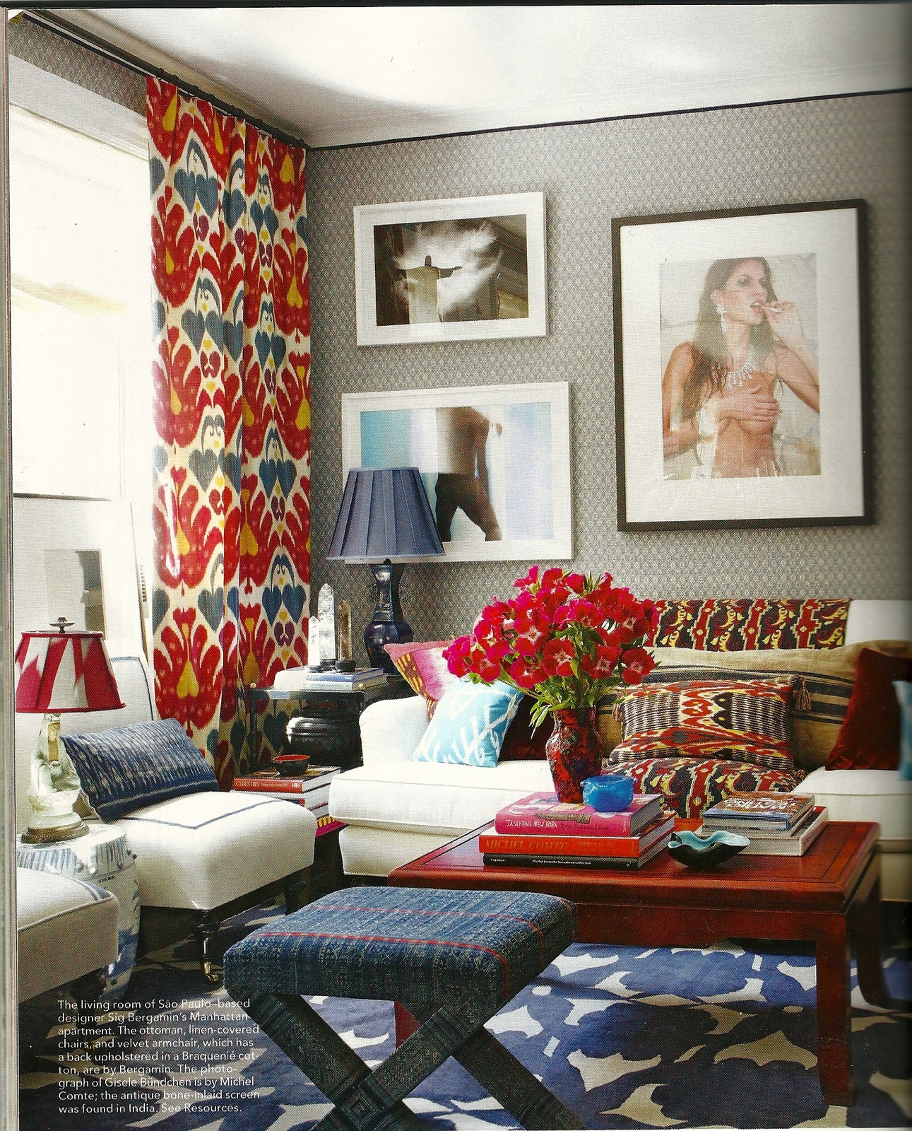 ... eclectic mix of patterns and fabrics and wallpaper wallpaper wallpaper