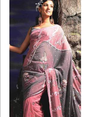 Grey Faux Georgette Saree with Blouse-NEWLY ARRIVED!