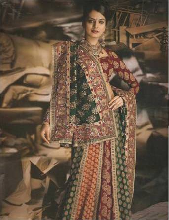 Deep Green Pure Georgette Lehenga Style Saree with Blouse - NEW ARRIVAL!!