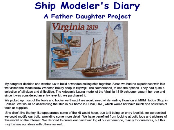 A Ship Modeler's Diary -- A Father Daughter Project