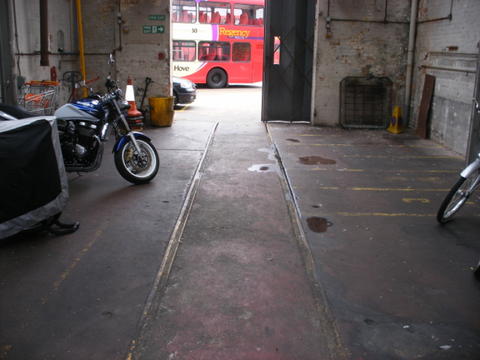 Tram lines in lewes road depot, where 53 was built.