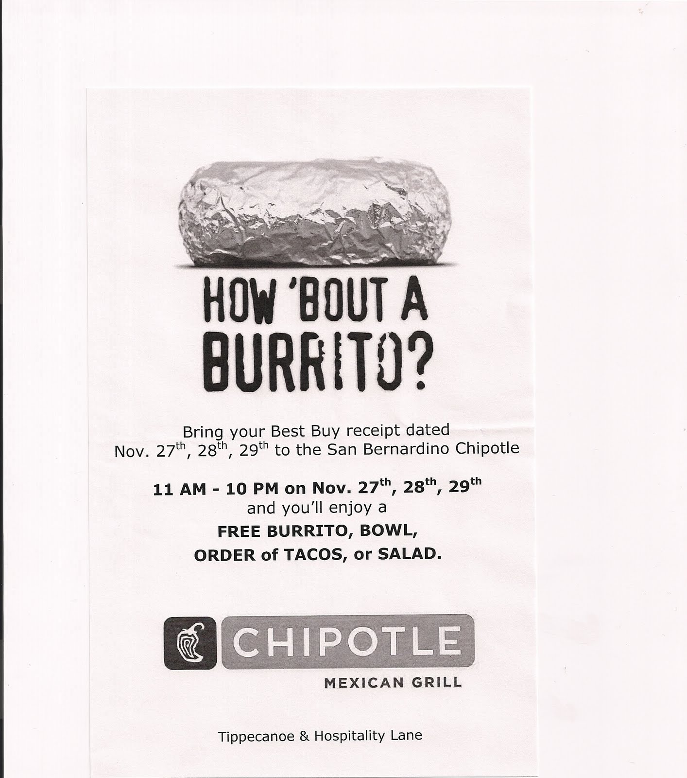 EXCLUSIVE FREE Chipotle with Best Buy Receipt! (CA Location!) — Coupon Pro