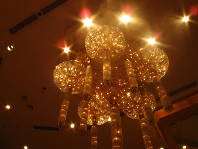 Another chandalier on the ceiling at entrace of hotel