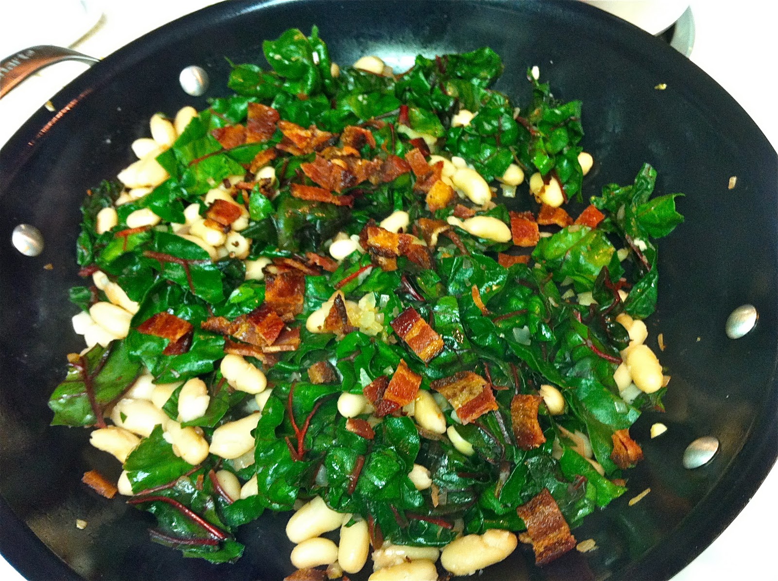 Swiss Chard with Cannellini Beans and Bacon