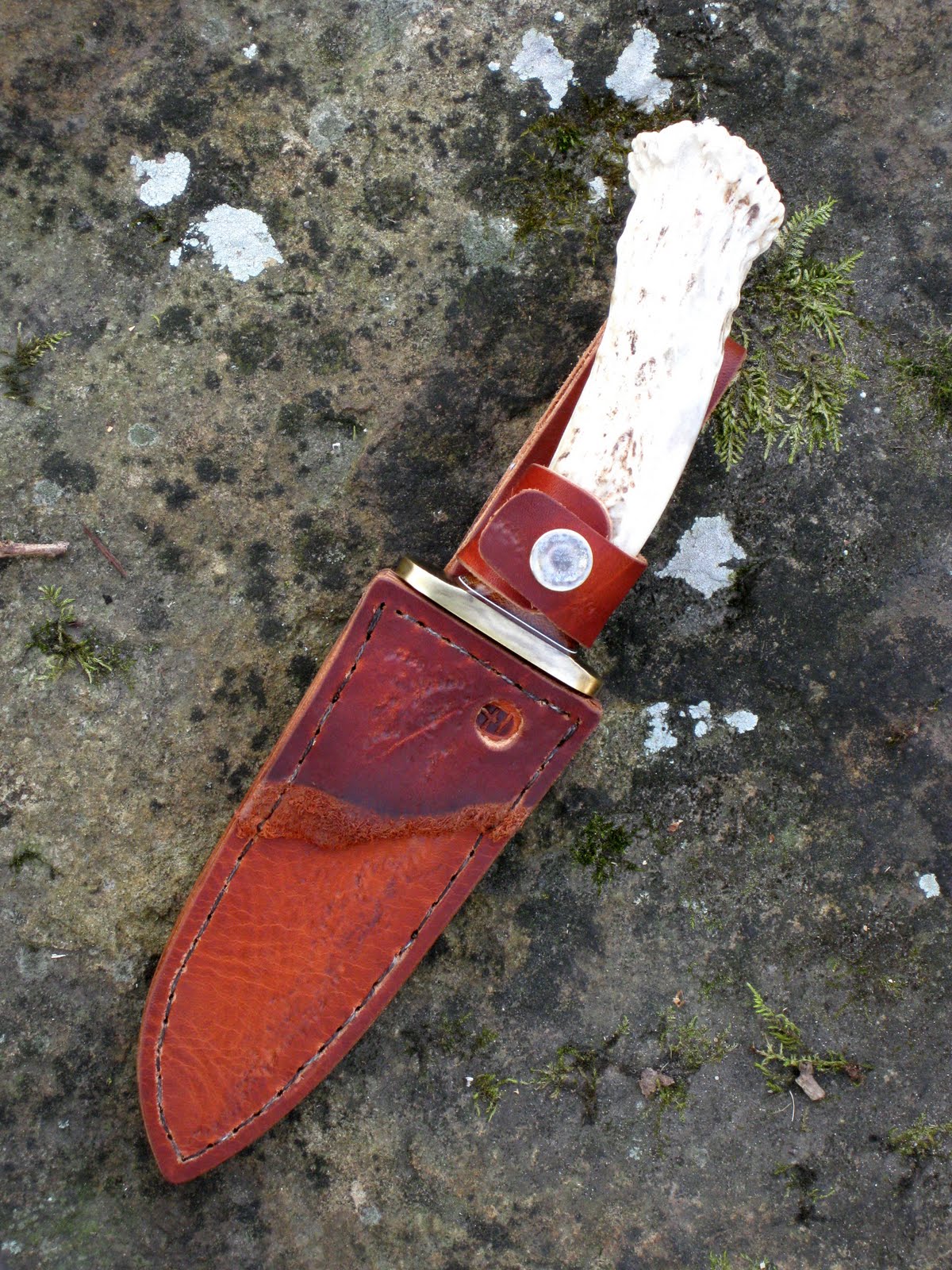 R.E.H. Knives Knife 32. Deer Antler/Brown Micarta, 6" Blade, 250.00