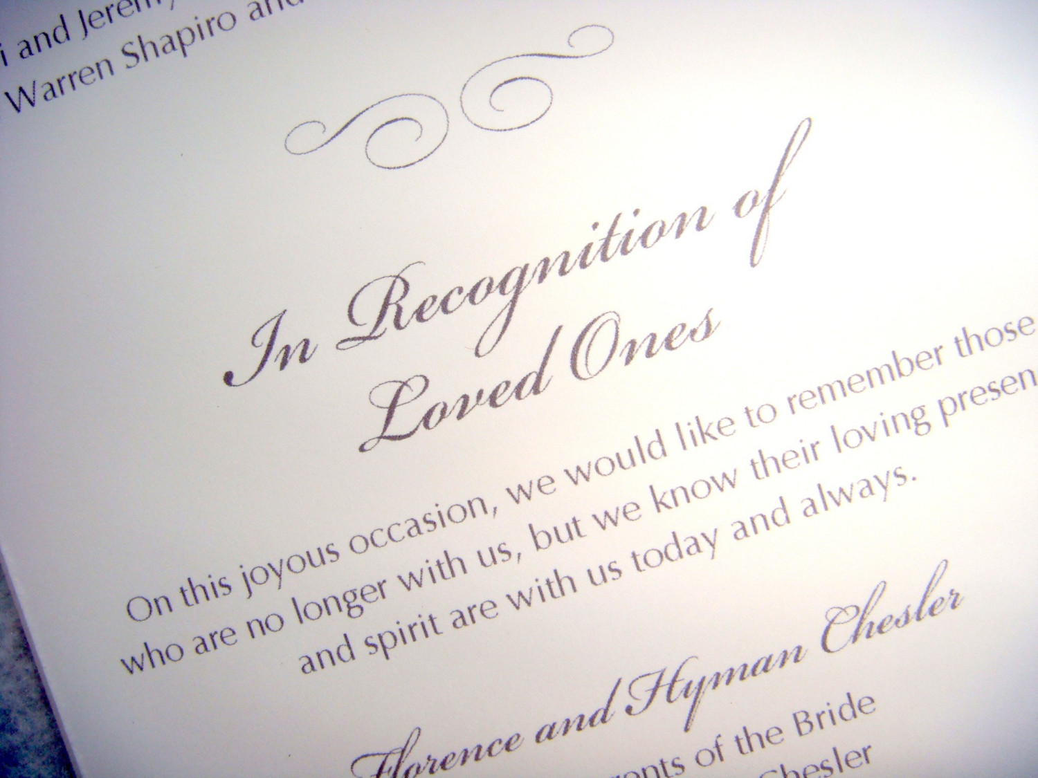 Remembrance Messages For Wedding Programs