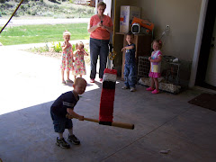 The swinging of the pinata