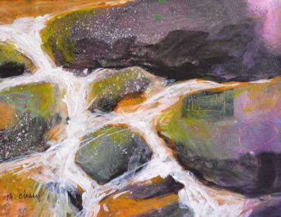 Daily Painters Abstract Gallery Stream Acrylic Rocks Water