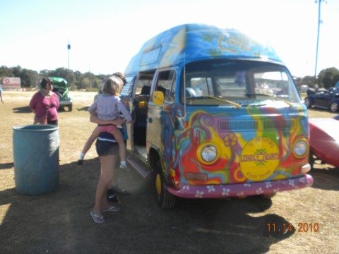 The Hippie Van I loved the paint job on it My Handsome boy having a blast