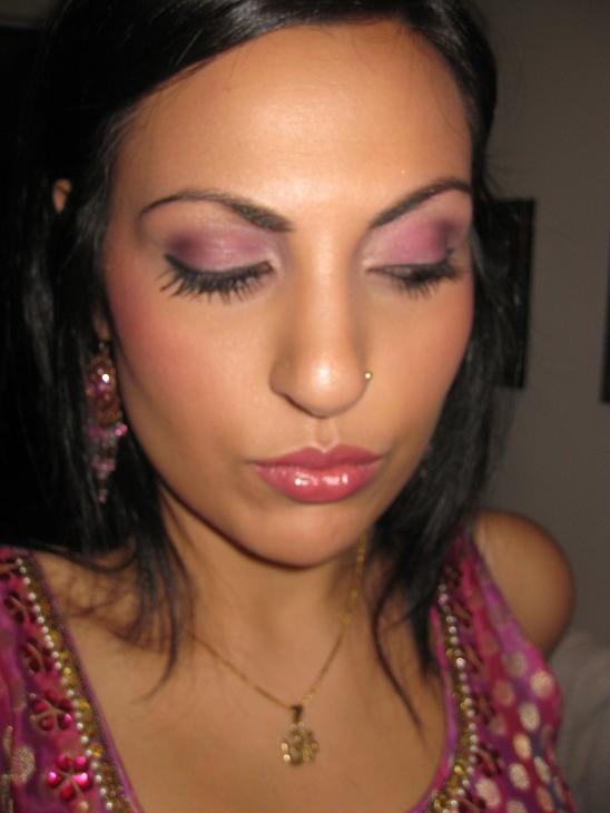 gold and purple makeup. I wore a pink amp; purple suit