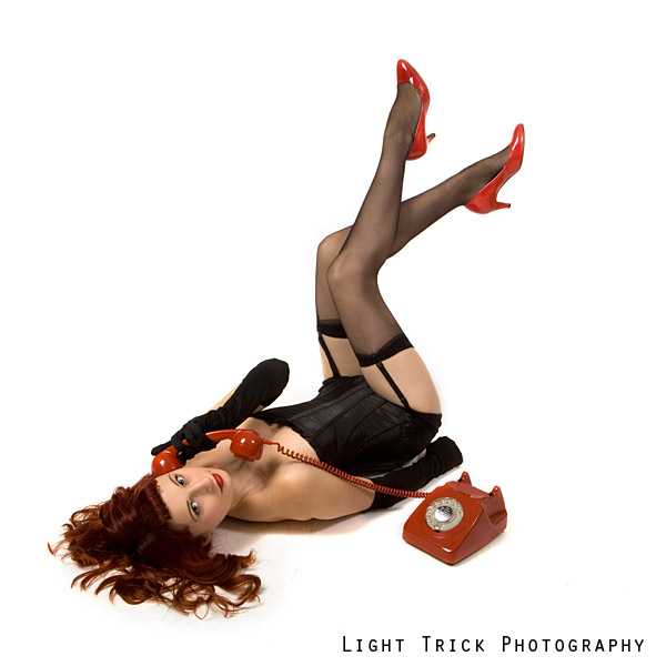  Charlotte today recreating some classic pin-up poses for her portfolio.