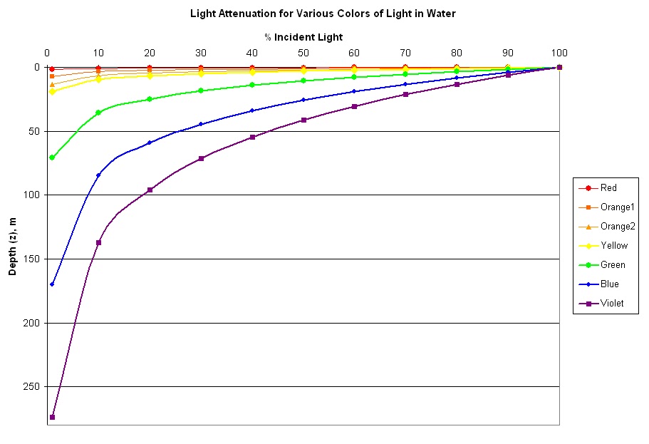 Oceanography Leah Moore Light Attenuation for Various Colors of
