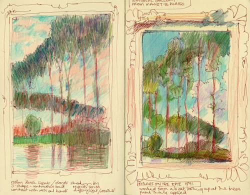 Watermarks The Studio Boat 3 And Monet Painting Poplars On The Epte