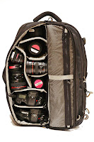 a bag with camera equipment inside