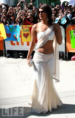 Priyanka Chopra NAVEL show in white saree