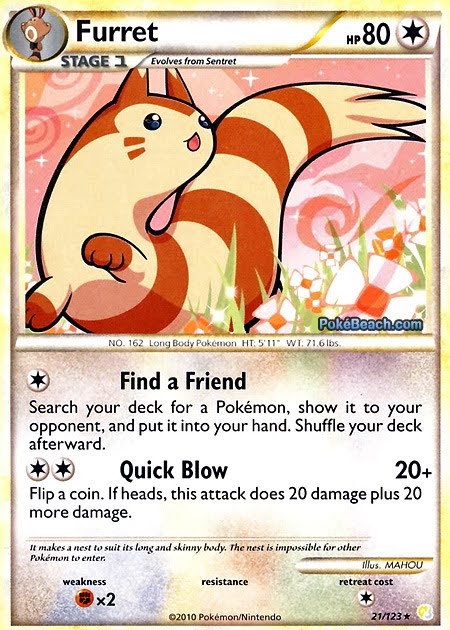 PrimetimePokemon's Blog: Pokemon Card of the Day: Furret (Heart Gold/Soul  Silver)