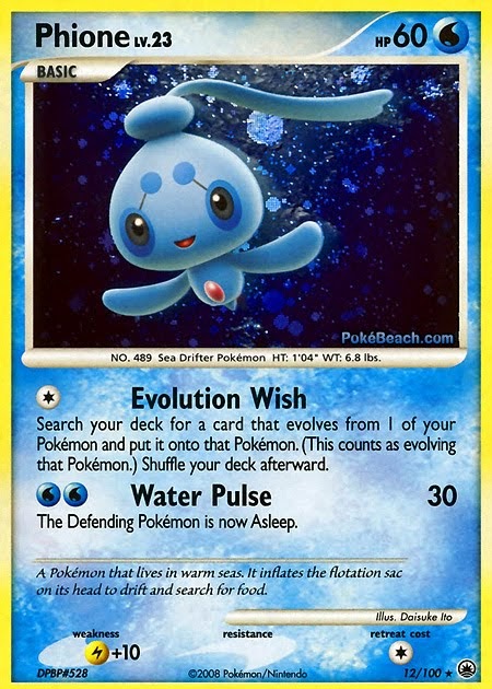 PrimetimePokemon's Blog: Pokemon Card of the Day: Phione Holo (Majestic  Dawn)