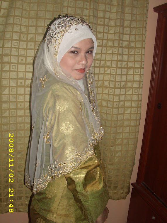 My wife lah...pakai baju pengantin