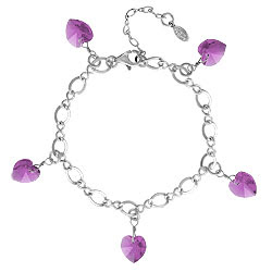 sterling silver charm bracelet with crystal hearts