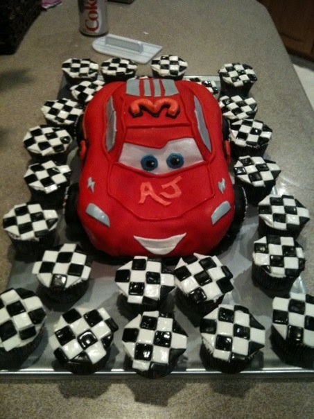Jilly's Takes the Cake: Lightning McQueen and Checkered Flag cupcakes