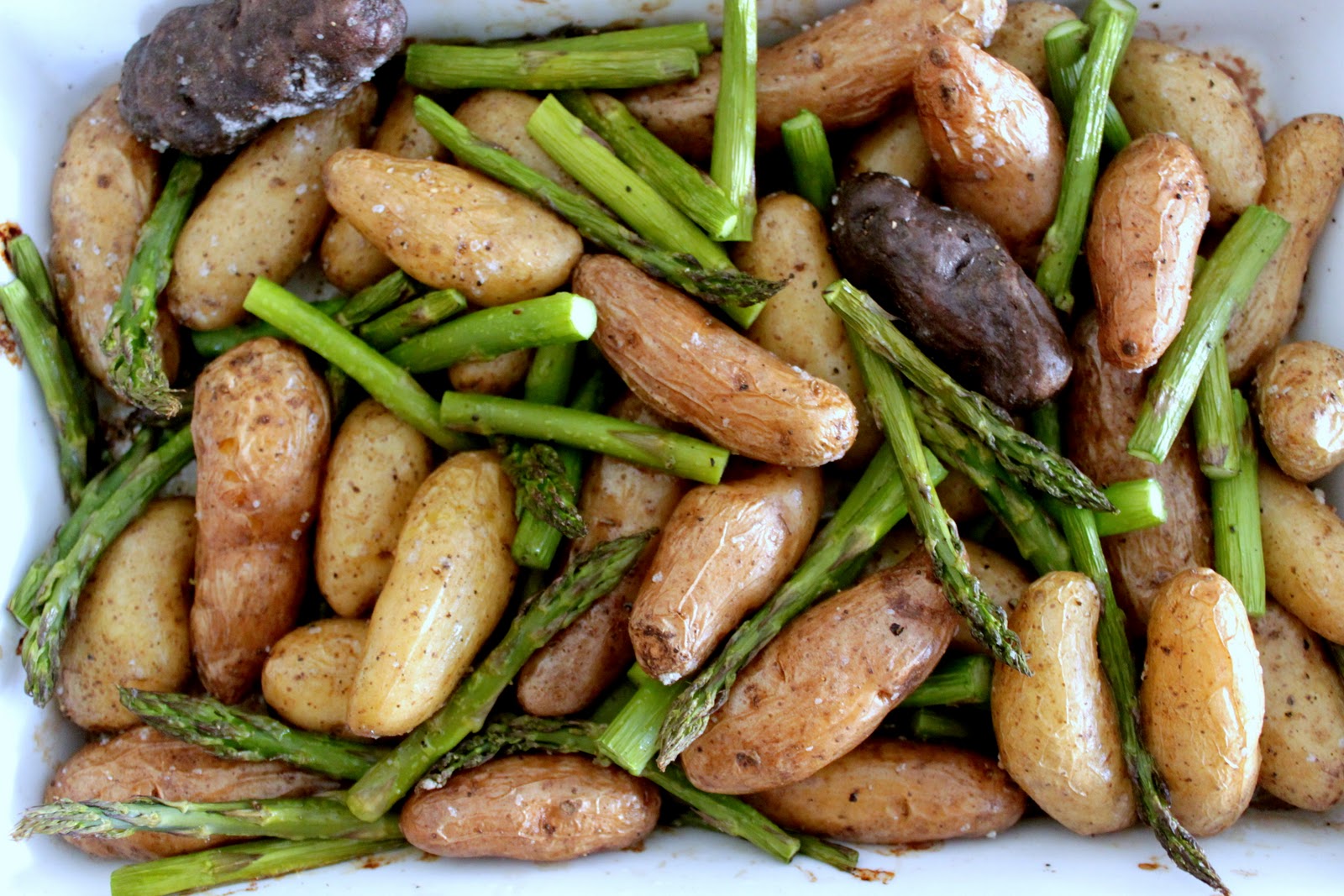 The Cook Next Door Roasted Fingerling Potatoes and Asparagus