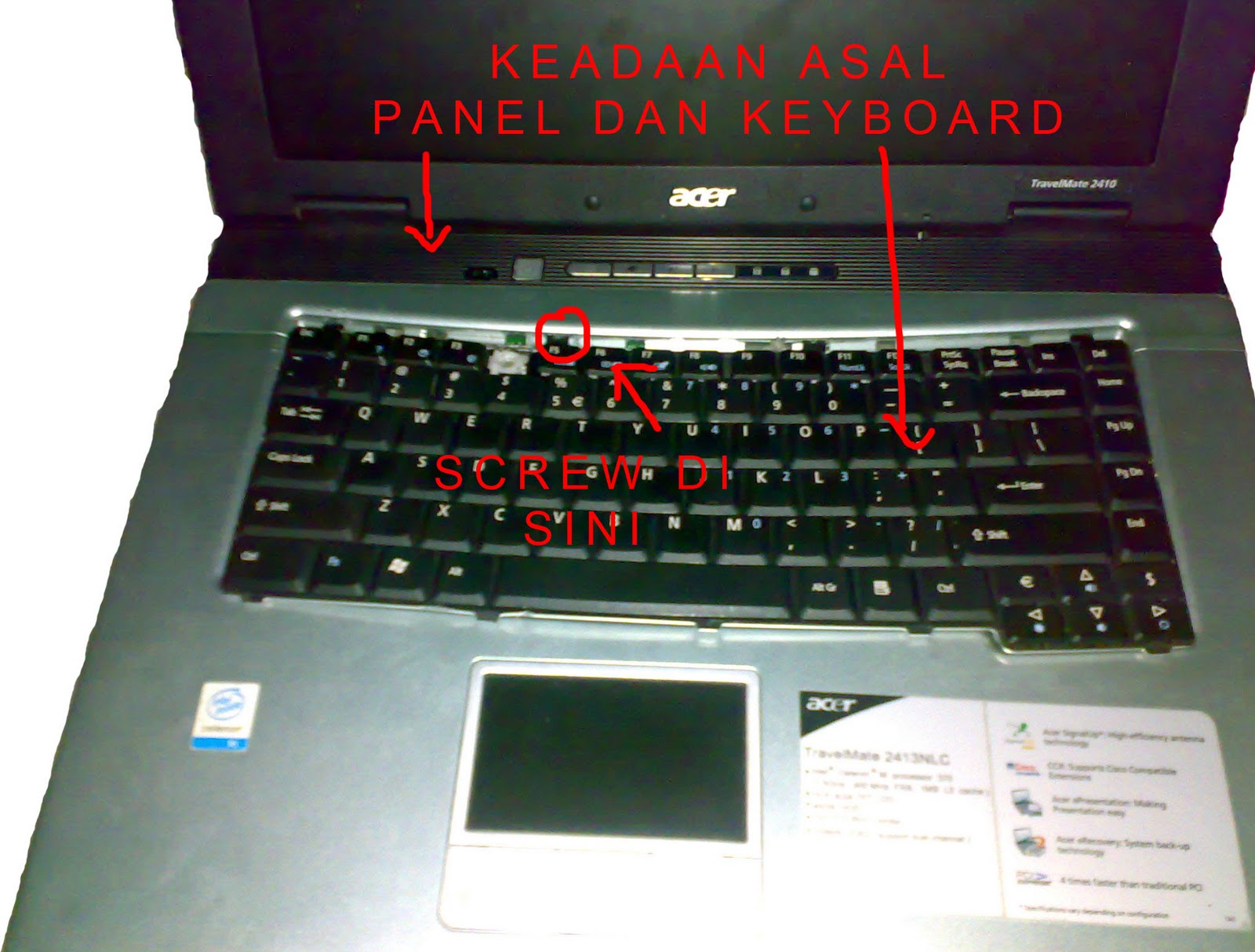 aRoL Cara Buka Keyboard Acer TravelMate 2413