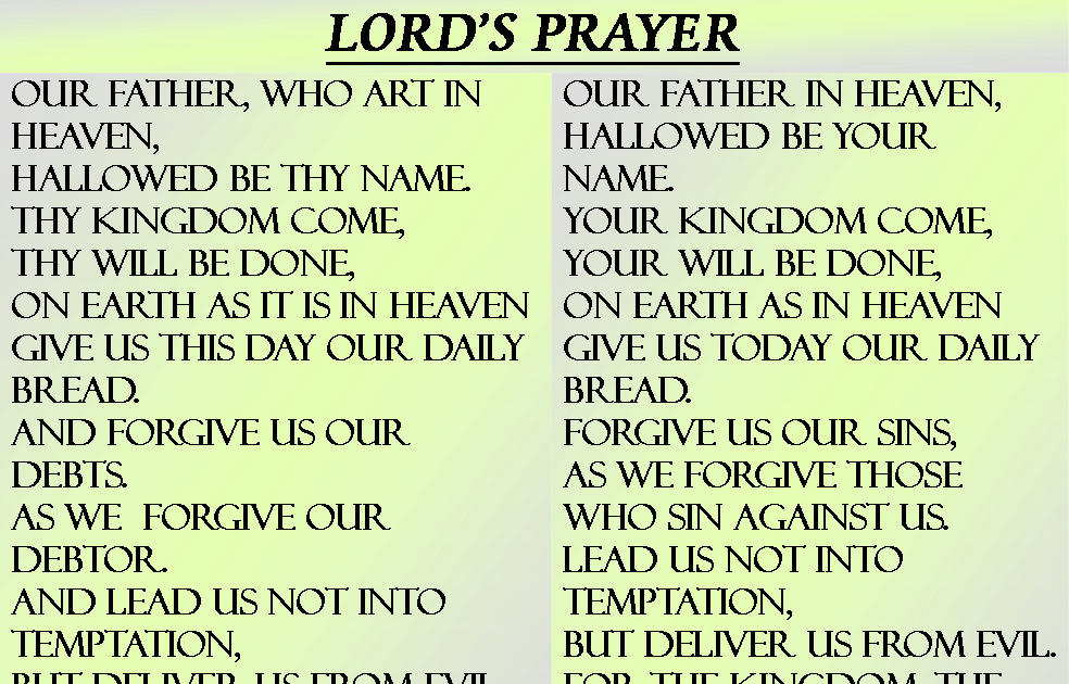 LEARNING A SECOND LANGUAGE THE LORD'S PRAYER