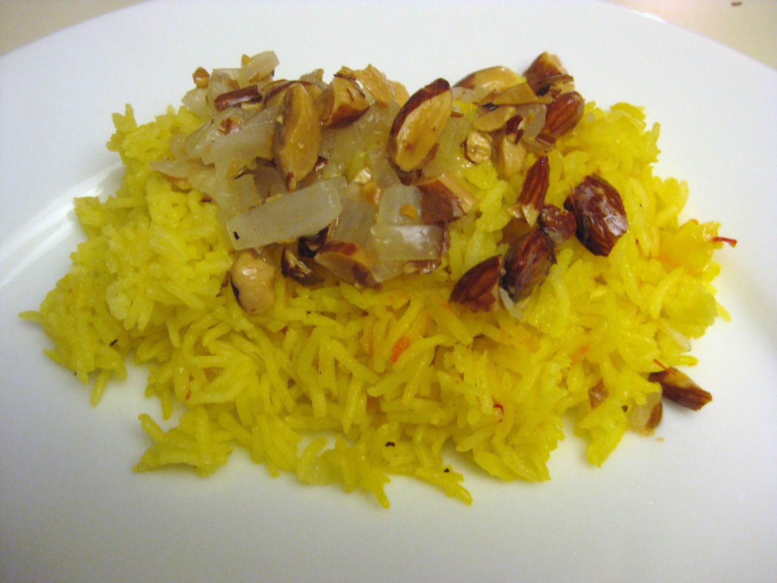The Joyful Table Rice Pilaf with Saffron, Almond and Sweet Onion