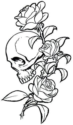 Skull and Rose Tattoo