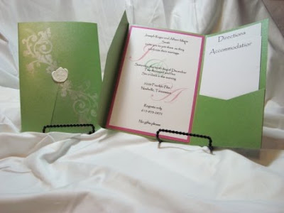 Hot Pink and Green Monogram Pocketfold Invitation