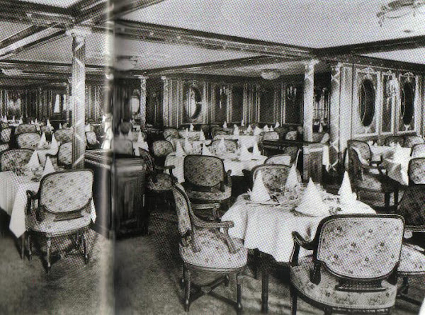 1st Class Writing Room made up for passenger's luncheon