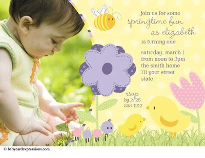 springtime photo birthday invitations