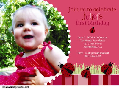 ladybug photo birthday invitation