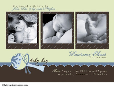 boy photo birth announcement with rattle