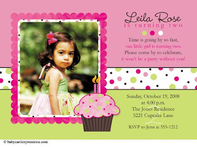 Cupcake Photo Birthday Invitation