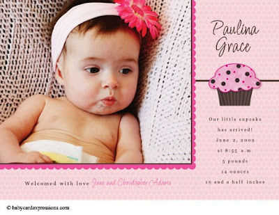 Cupcake Photo Birth Announcement