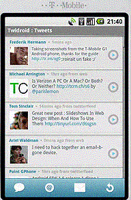 Twidroid twitter client screenshot BlogPandit