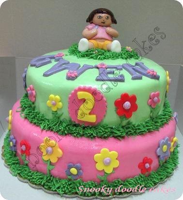 Dora Birthday Cakes on Dora 2 Tier Cake  4  Jpg