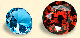 Un diamant bleu et le diamant De Young Red de 5.03 carats.