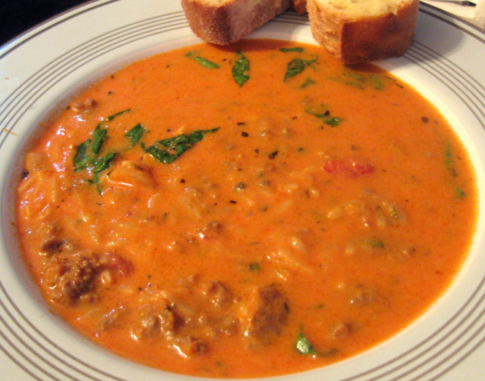 Simply Satisfying Tomato Basil Sausage Soup