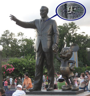 Magic Kingdom Partners statue, with Smoke Tree Ranch logo on Walt Disney's tie pin.