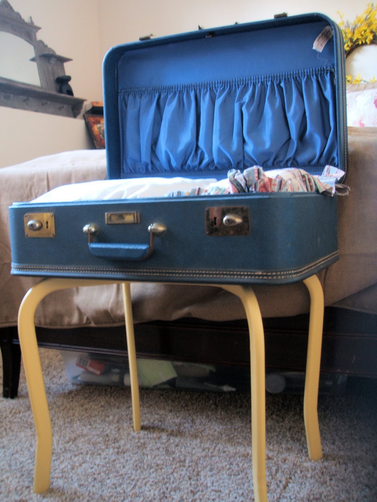 create.love.grow create vintage suitcase table